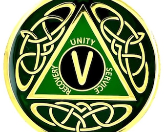 AA Celtic Knot Irish Shamrock Specialty Recovery Medallion 1-60 Alcoholics Anonymous Anniversary Coin 12 Step Gift Sobriety Milestone Chips