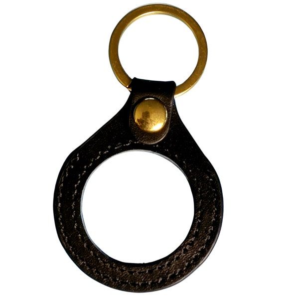 34mm Leather Gold finish Medallion Holder Key Chain - for Triplated Coins and Bronze Traditional Size