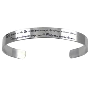 Brazalete de oración de serenidad de acero inoxidable - Regalo de recuperación AA NA