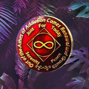 NA Eternity Medallion Red or Black- Narcotics Anonymous Chip - NA Tokens - 12 Step NA Gifts  Clean Time Coins