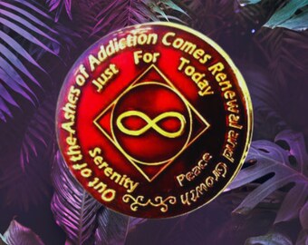 NA Eternity Medallion Red or Black- Narcotics Anonymous Chip - NA Tokens - 12 Step NA Gifts  Clean Time Coins
