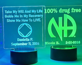 Personalized NA Slogan LED Lamp, Narcotics Anonymous Recovery Gift