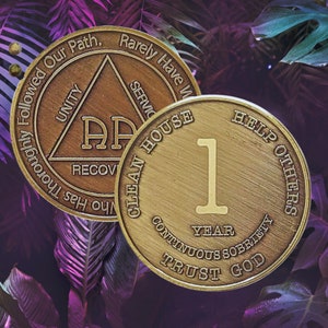 MRS Yearly AA Medallion  (1 - 60 Years) Alcoholics Anonymous Recovery Medallion-  12 Step Coins & AA Recovery Medallions