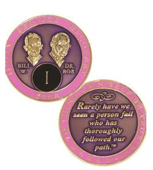 Buy Serenity Prayer Bill & Bob AA Pink Triplate Medallion Chip Coin 1 ...