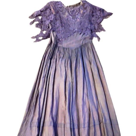 WOW Vintage Jessica Mcclintock Dress Lavender Lace Corset Front