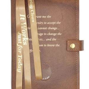 NA Triple Book Cover for Basic Text, Guiding Principles, It Works, or Living Clean w/Serenity Prayer & Medallion Slot Narcotics Anonymous