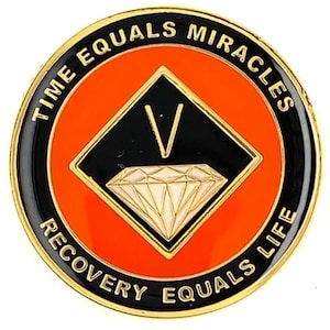 NA Orange Diamond Medallion (Yrs 1-40) Recovery Narcotics Anonymous Milestone Chip  12 Step NA Gifts  Clean Time Recovery Medallions