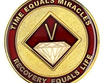 NA Red Diamond Medallion (Yrs 1-40) Recovery Narcotics Anonymous Milestone Chip - NA Tokens 12 Step NA Gifts  Clean Time Recovery Medallions