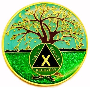 AA Tree Of Life  Specialty Recovery Medallion 1-70 Alcoholics Anonymous Anniversary Coin 12 Step Gift Sobriety Milestone Sober Gifts Tokens