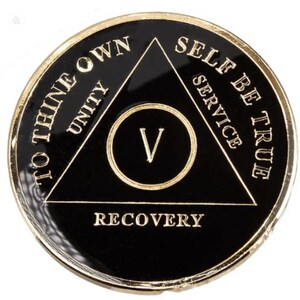 AA Tri-Plate Black Medallion 1 - 50 Years Alcoholics Anonymous Anniversary Coin 12 Step Gift Sobriety Milestone Sober Gifts Tokens