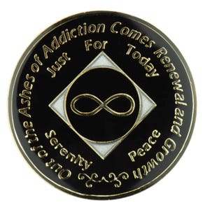 NA Eternity Medallion Black - Narcotics Anonymous Chip - NA Tokens - 12 Step NA Gifts  Clean Time Coins