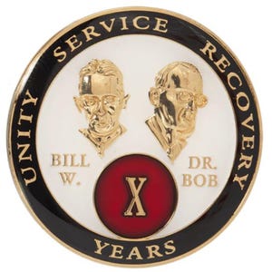 Serenity Prayer Bill & Bob AA White Red Triplate Medallion Chip Coin 1-55 years 12 Step Gift Sobriety Milestone Sober Gifts Tokens