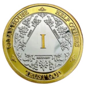 Sterling Silver / 24k Gold Plated 1- 60 AA Anniversary Medallion -Bigger, Heavier Alcoholics Anonymous Chips  Sober Recovery Medallions