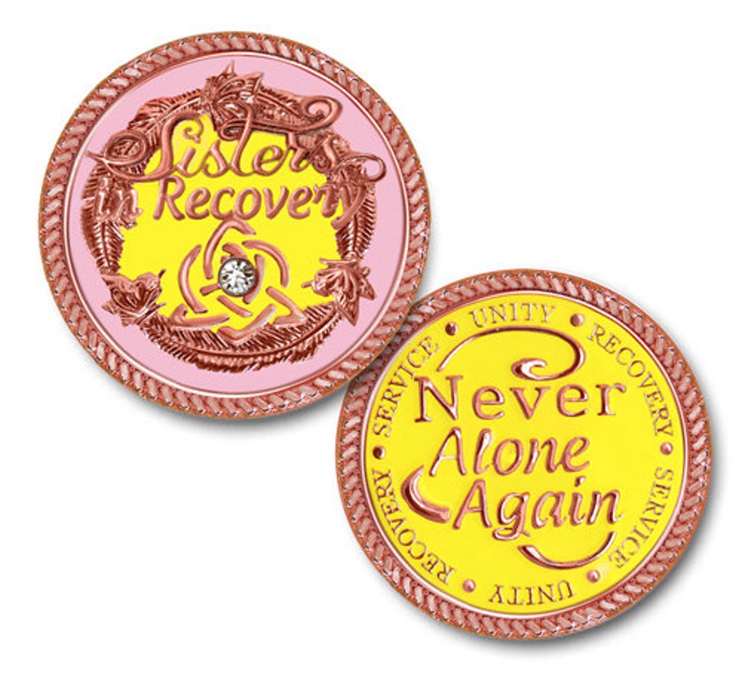 Premium Rose Gold Sisters in Recovery - 12 Step Recovery Medallion ...