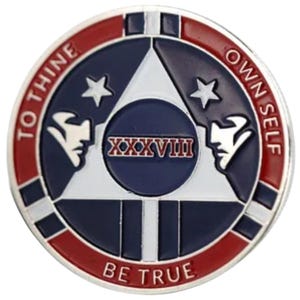 Patriotic AA Medallion – Red White Blue Alcoholics Anonymous Recovery Gift afbeelding 1