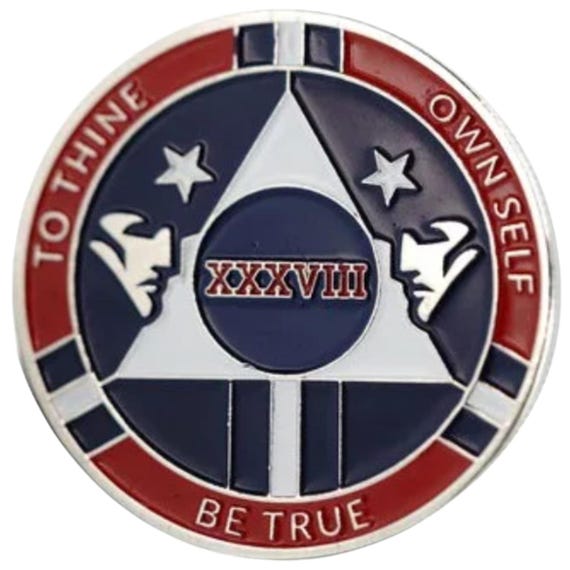 Patriotic AA Medallion – Red White Blue Alcoholics Anonymous Recovery Gift