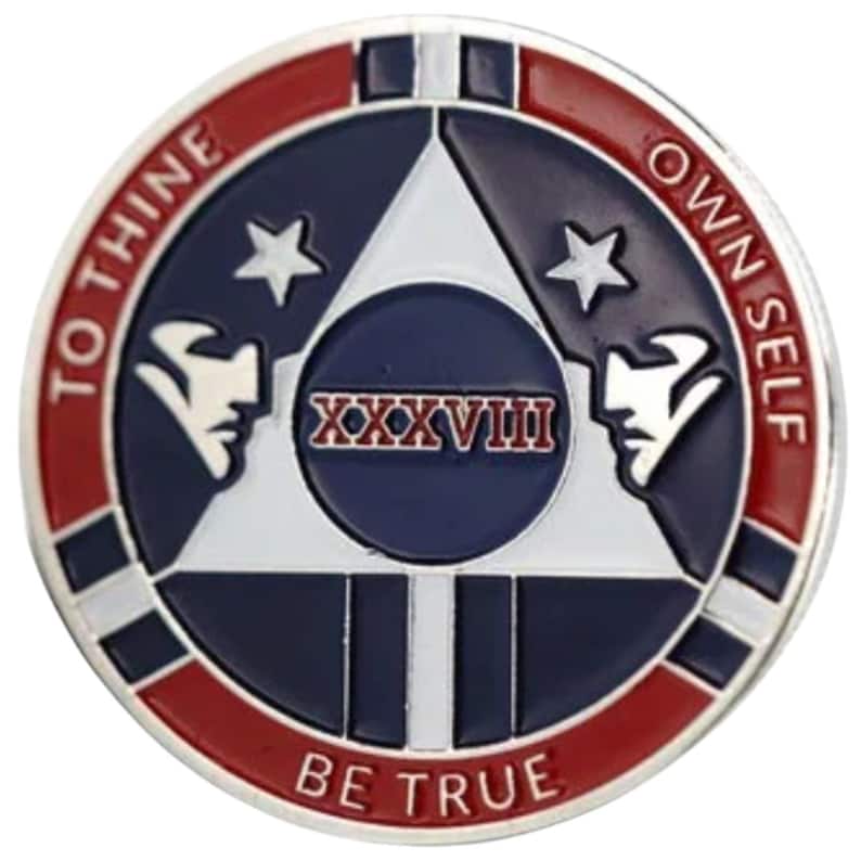 Patriotic AA Medallion – Red White Blue Alcoholics Anonymous Recovery Gift afbeelding 1