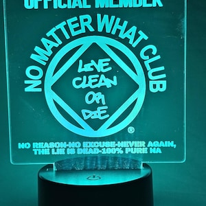 7 Design Choices NA Narcotics Anonymous Slogan Design  Laser Engraved LED Light Up Display w/remote 12 Step Clean Recovery Gift