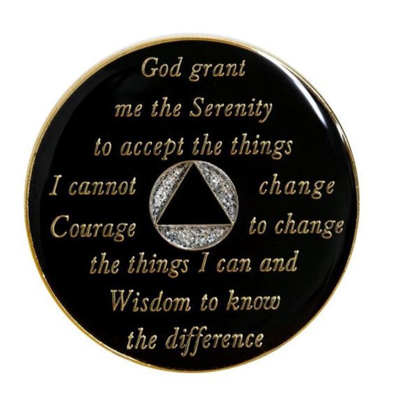 Serenity Prayer Silver Glitter Medallion Chip Coin 1-40 Years - 12 Step ...