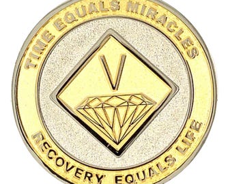 NA Biplated Diamond Medallion 1-40 Recovery Narcotics Anonymous Milestone Chip - NA Tokens 12 Step NA Gifts  Clean Time Recovery Medallions