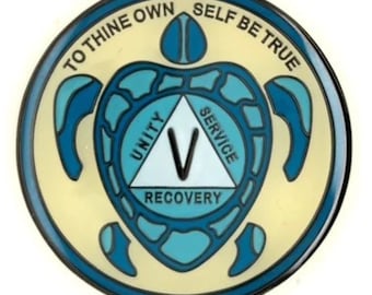 AA Medallion Sea Turtle (24hr-40 Years) Alcoholics Anonymous Anniversary Coin 12 Step Gift Sobriety Milestone Sober Tokens Happy Joyous Free