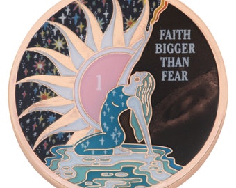 USA Made Yearly Faith Bigger Than Fear Herstelmedaillon Anonieme alcoholisten Anoniem verdovende middelen Jaren 1-30 jaar