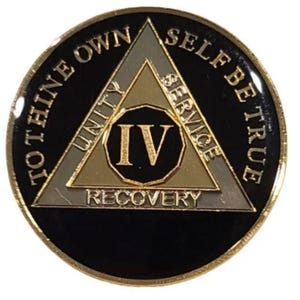 AA Recovery Medallion Bronze with Tri-Plate - - 1 1/2&quot; [Challenge Coin Size](Years 1-49) Alcoholics Anonymous Sobriety Token