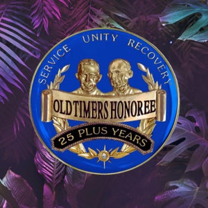 5 Color Options! 25 Years PLUS &#39;Old Timers&#39; Honoree Medallion Alcoholics Anonymous ODATT  AA Recovery Medallion- 12 Step Program