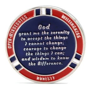 Patriotic AA Medallion – Red White Blue Alcoholics Anonymous Recovery Gift afbeelding 2