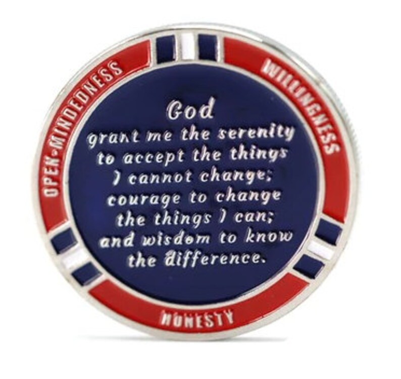 Patriotic AA Medallion – Red White Blue Alcoholics Anonymous Recovery Gift afbeelding 2