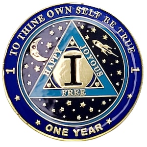 Rocketed Into A Fourth Dimension Yearly "Rocketchip" AA Recovery Medallion 12 Step Coins & AA Recovery Medallions  Unique Recovery Chip 36mm