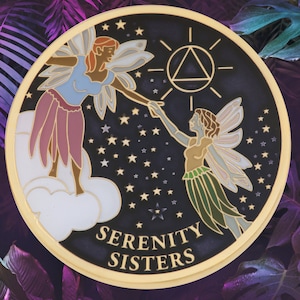 New USA Made Exclusive Serenity Sisters Fairies 12 Step Recovery Medallion - Unity - Service - Recovery - Women in Recovery - Sobriety