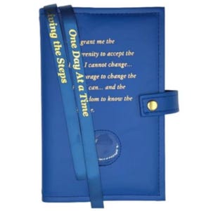 AA 12-Schritt-Doppelbucheinband für AA-Großbuch und 12 x 12 mit Serenity-Gebet & Medaillonschlitz-Wiederherstellungsbezug, mehrere Farben!