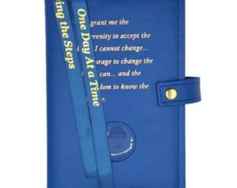 AA 12-Step Double Book Cover for AA Big Book and 12 x 12 with Serenity Prayer & Medallion Slot Recovery  Cover Multiple Colors!