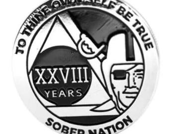 Silber und Schwarz Raider Pirate Jährlich (1-50) Anonyme Alkoholiker AA-Wiederherstellungsmedaillon - AA-Chips Nüchterne Token 12 Schrittmünzensport