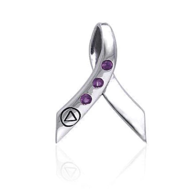 Regalo di sobrietà, ciondolo in argento sterling degli Alcolisti Anonimi con pietra di nascita, catena venduta separatamente - Italia