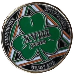 Grünes Shamrock-Recovery-Medaillon in Jahren 1-50 - Einzigartige Genesungsmedaillons