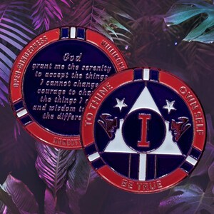 Patriotic AA Medallion – Red White Blue Alcoholics Anonymous Recovery Gift afbeelding 4