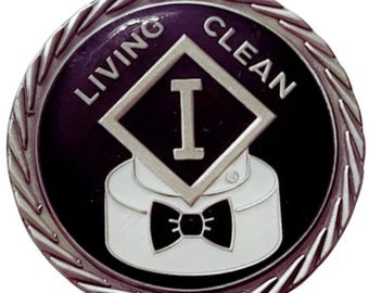 NA Tuxedo Anniversary Cake Medallion (1-20 years) Recovery Narcotics Anonymous Milestone Chip NA Tokens - 12 Step NA Gifts  Clean Coins