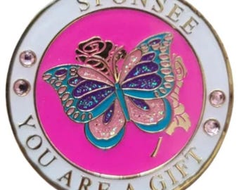 Sponsee Butterfly Medallion, 24kt Gold-Plated, AA NA Gift