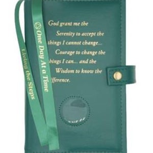 AA 12-Step Double Book Cover for AA Big Book and 12 x 12 with Serenity Prayer & Medallion Slot Recovery Cover Multiple Colors Green