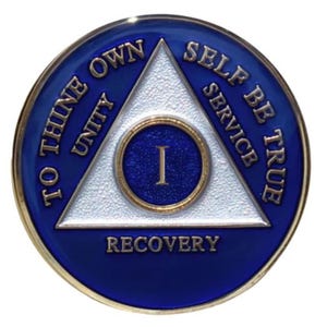 AA Blue Medallion Years 1 - 65 /24 hrs/18 months Alcoholics Anonymous Anniversary Coin 12 Step Gift Sobriety Milestone Sober Gifts Tokens
