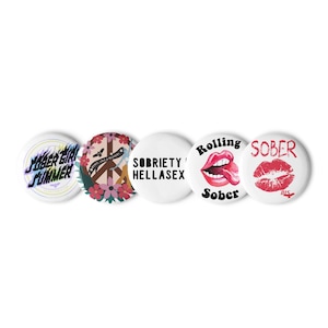 Sober Girl Summer Set of 5 Recovery Sober pin buttons