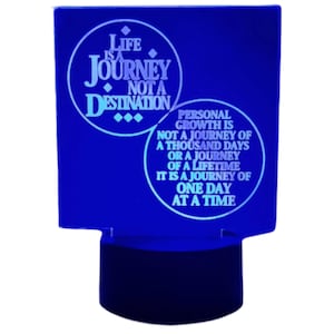 Life is a Journey Not a Destination Serenity Prayer Laser Engraved LED Light Up Display AA Recovery Gift 12 Step -Alcoholics Anonymous