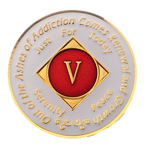 NA Red and White Medallion (Yrs 1-40) Recovery Narcotics Anonymous Milestone Chip - NA Tokens - 12 Step NA Gifts  Clean Time Coins