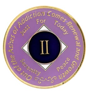 NA Purple Lavender Medallion (Yrs 1-40) Recovery Narcotics Anonymous Milestone Chip - NA Tokens - 12 Step NA Gifts  Clean Time Coins