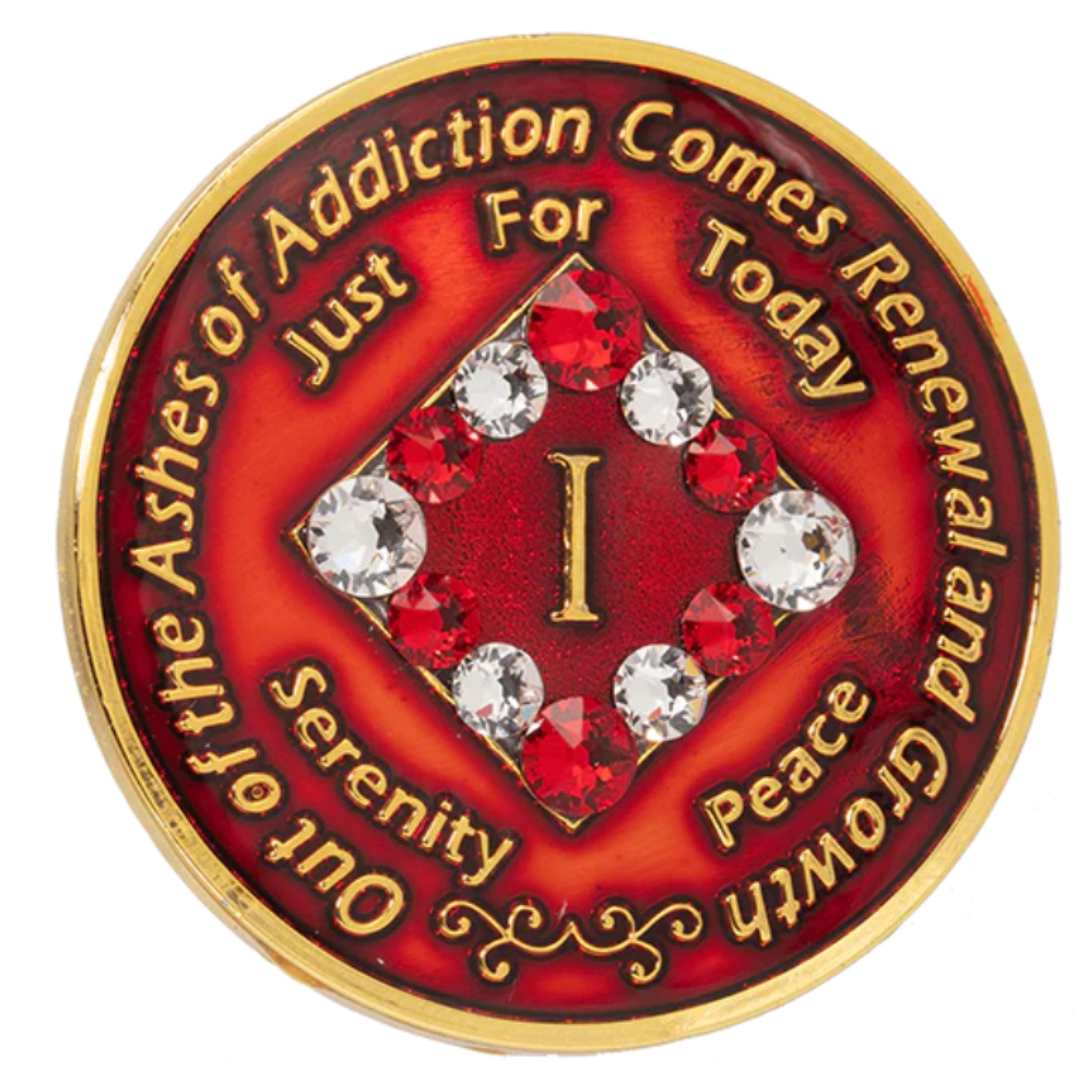 NA Red Medallion Red/white Bling (yrs 1-40) Recovery Narcotics ...