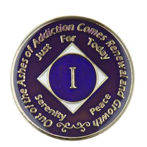 NA Purple Medallion (Yrs 1-45) Recovery Narcotics Anonymous Milestone Chip - NA Tokens - 12 Step NA Gifts  Clean Time Coins