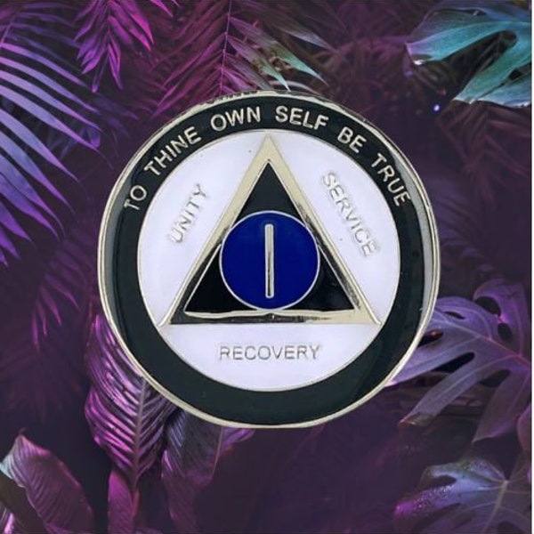 I Am Responsible Black, White, and Blue on a Silver Medallion 1-40 /24 hrs - 12 Step Gift Sobriety Milestone Sober Gifts Tokens