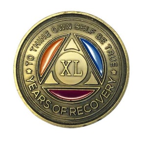 Tri Color Yearly Medallion (1 - 60 Years) Alcoholics Anonymous Recovery Medallion-  12 Step Coins & AA Recovery Medallions